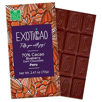 Blueberry Dark Chocolate Bar- No Sugar Added