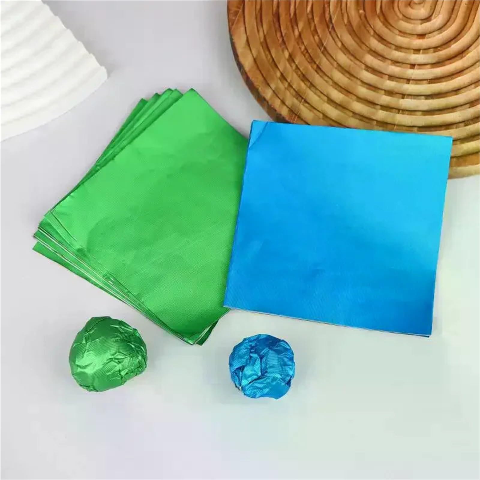 Foliowe opakowania na cukierki 1000 szt. 12x12cm DIY folia aluminiowa arkusze papieru do pakowania czekoladowe dekoracje weselne(Green)