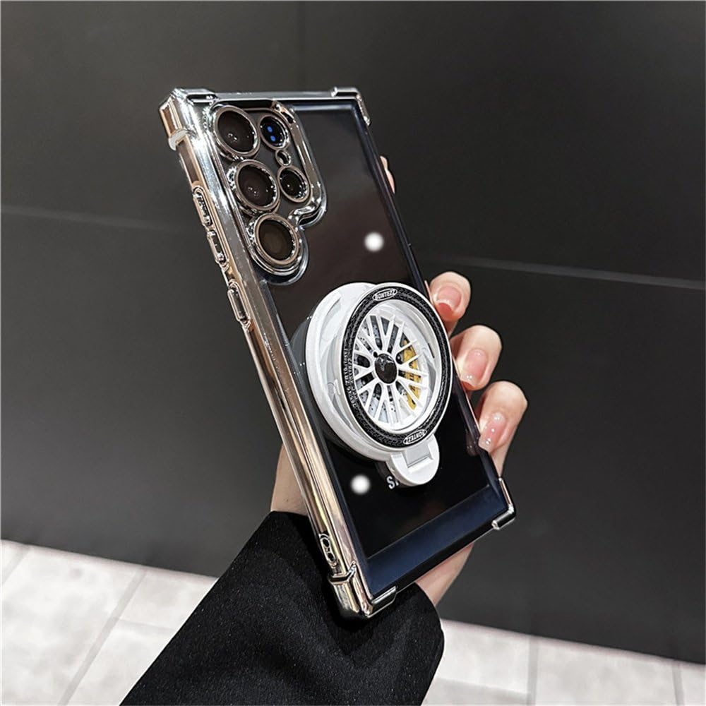 Luksusowe, magnetyczne, przezroczyste etui z powłoką poduszek powietrznych do Samsunga Galaxy S25, S24 Ultra, S23 Fe, S22 Plus, A54, A34, A15, A25, A35, A55, A53, srebrne, do Galaxy S23 Plus