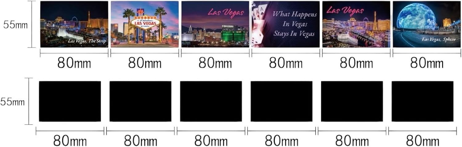 ラスベガスのお土産用マグネット、ネバダコレクティブル、カジノ冷蔵庫装飾、2インチ x 3インチ、6個パック