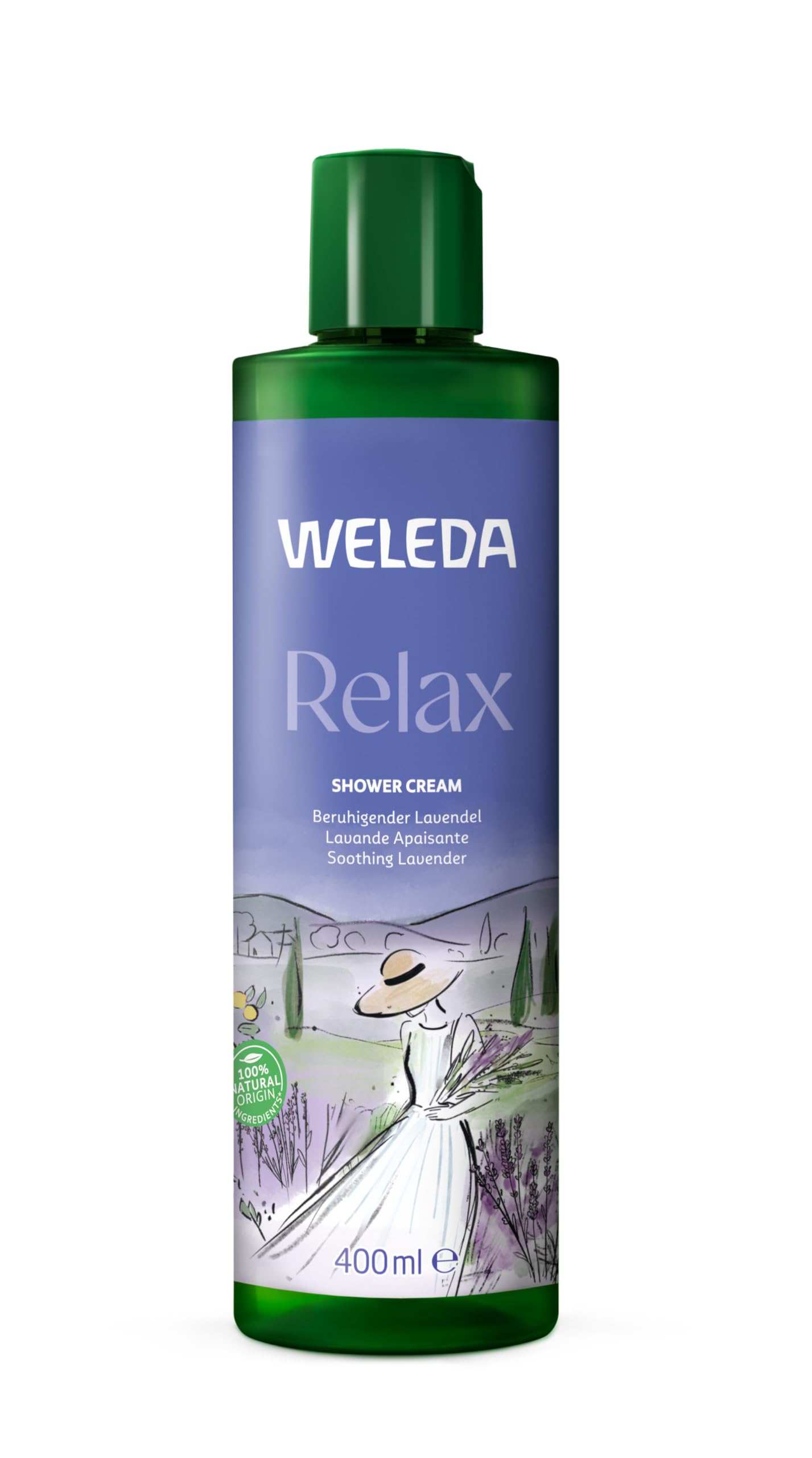 Weleda Relax Shower Gel with Lavender, Body wash with natural essential oils​, For Men & Women, Dermatologically tested, Vegan, 96% Recycled Packaging, 400ml