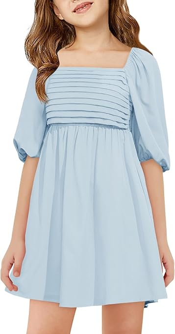 Haloumoning Meisjesjurk met ronde hals en lange mouwen, effen, A-lijn, vrijetijdsjurk, herfst, winter, basic midi-jurk, 5-14 jaar, zwart, 5-6 Jaar