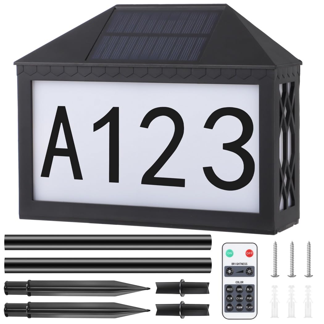 Kolorowy LED solarny znak adresowy z pilotem zdalnego sterowania do ogrodu lub dradespirita, alarm solarny Pow House Device Control Hardware Sound Fest Cr do śrub żaluzje do salonu, na