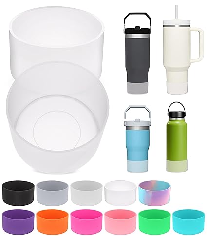 2PCS for Stanley Boot, Silicone Bottom for Stanley Cup Boot Quencher Adventure 40oz&for Hydroflask Boot 12-24oz for Stanley Tumbler Accessories for Stanley Cup Accessories Avoid Scratches&Noise, Clear