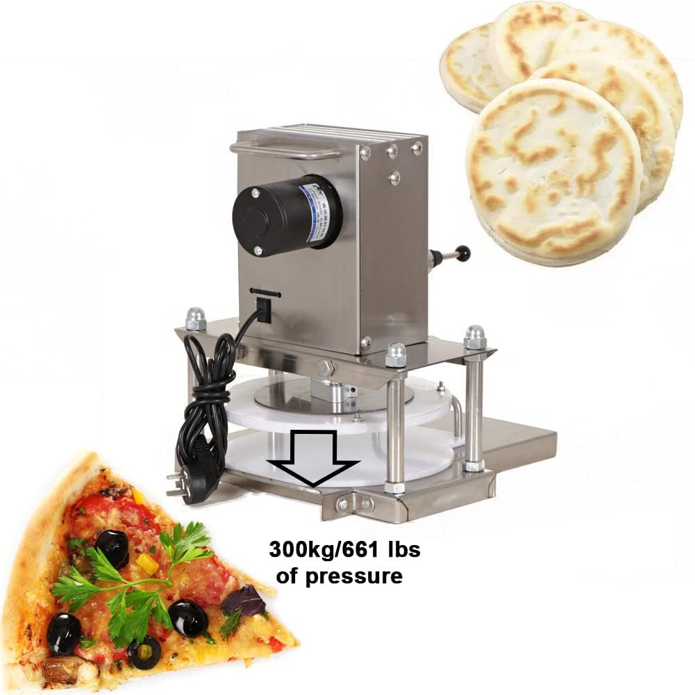Pressa per pizza, Pressa per tortilla elettrica in acciaio inossidabile Max 8,7 ''/22 cm Pressa per pasta commerciale piccola 300 kg/661 libbre di pressione, Macchina per formare pizza per pizza, to