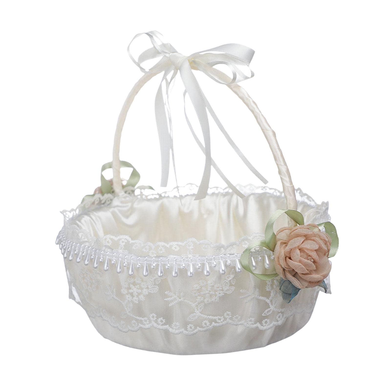 5er Set Hochzeit Blumenkorb weiß elegant Blumenmädchen Korb für besondere Anlässe Rose Style 5789
