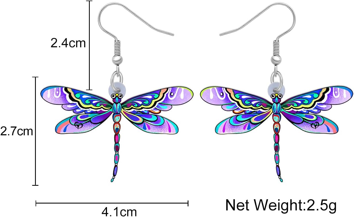 Acrylic Floral Dragonfly Earrings Dangle Charms Insect Dragonfly Gifts for Women Spring Summer Jewelry - Image 5