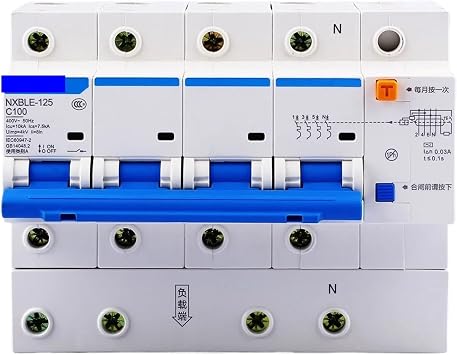 Interruptor de aire pequeno de proteccion, disyuntor de corriente Residual, NXBLE-125, 63A, 80A, 100A, 125A, 4P, RCBO63A