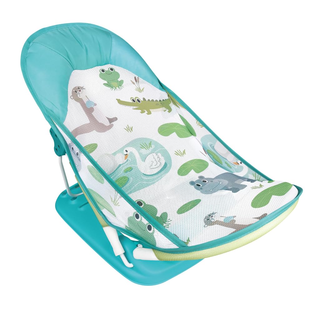 Deluxe Pillow-Free Baby Shower Chair - Baby Bather with 3-Position Recline - Suitable for Growing Babies (0 Month+) - Supports Up to 9kg (Green)