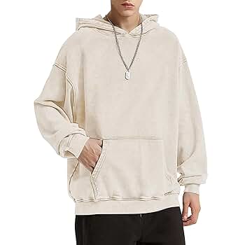 Amazon.com: Bobeutou Men Oversized Hoodie Vintage Cotton
