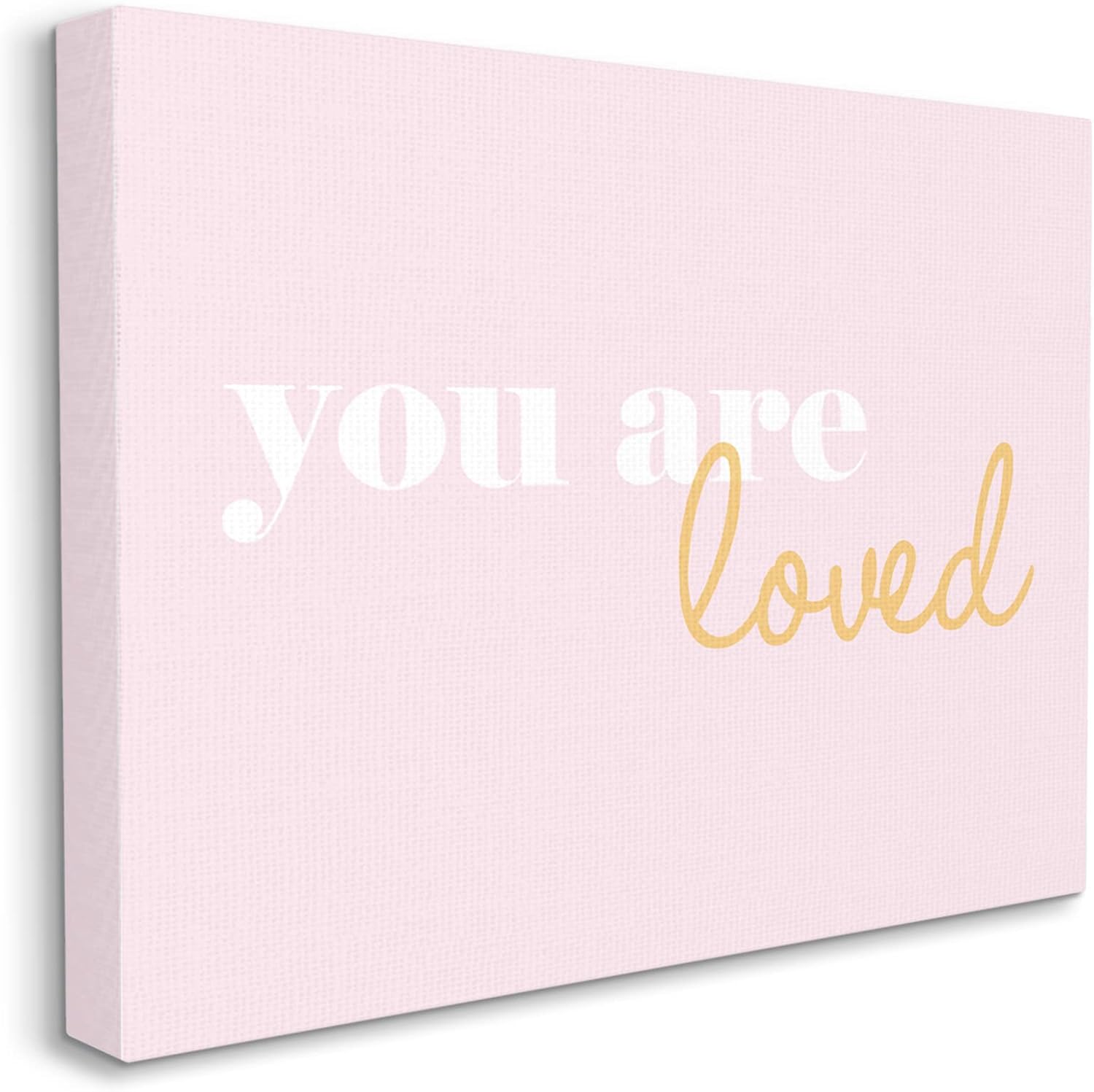 Stupell Industries 'You Are Loved On Pink Background', Canvas Art, 48 x 36 Inches, Easy to Hang and Sturdy, Made in USA, by House of Lulu