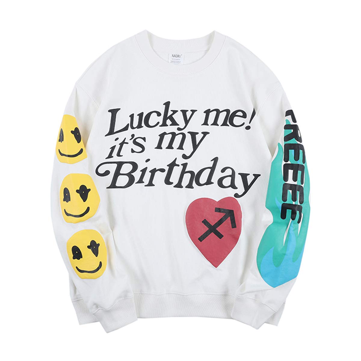 Travis ScottNAGRI Men's Graphic Sweatshirt Lucky me I See Ghosts Graphic Sweater White