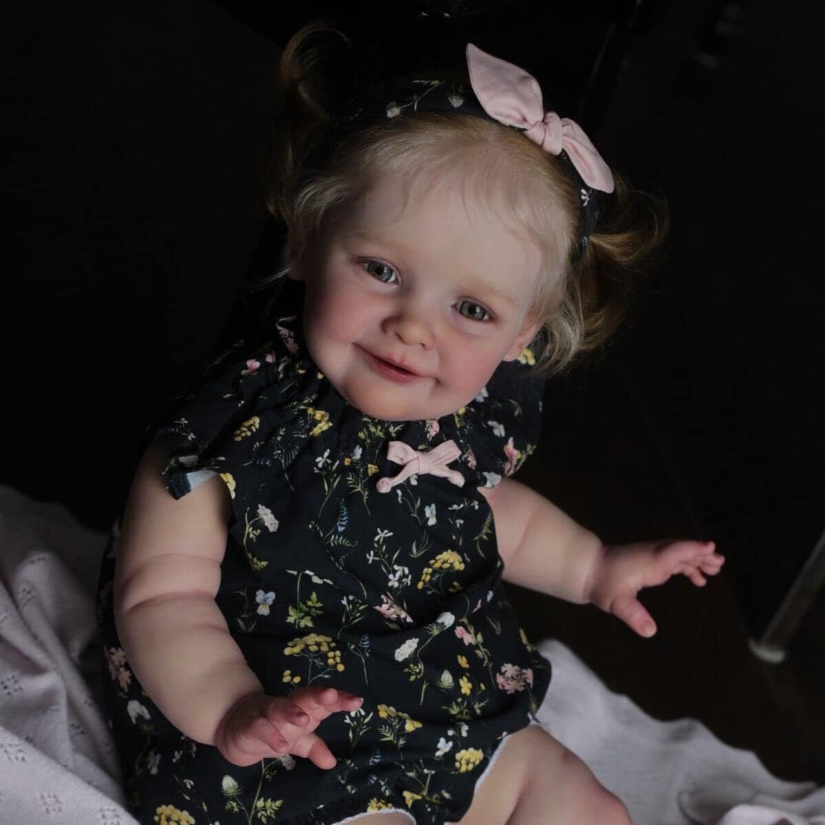 Anano 20 Inch Reborn Baby Dolls Toddler Girl Realistic Silicone Newborn Dolls Sweet Real Life Dolls for Babies (Zoie Black Romper) - Image 2