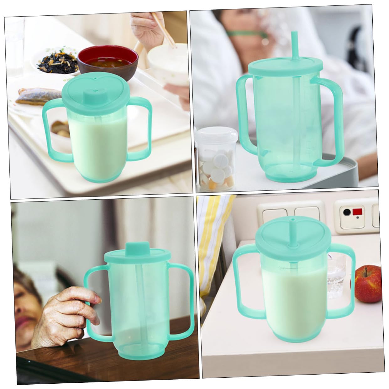 Seniorenpflegebecher 350ml Kunststoff Grün 2 Stück Auslaufsicher