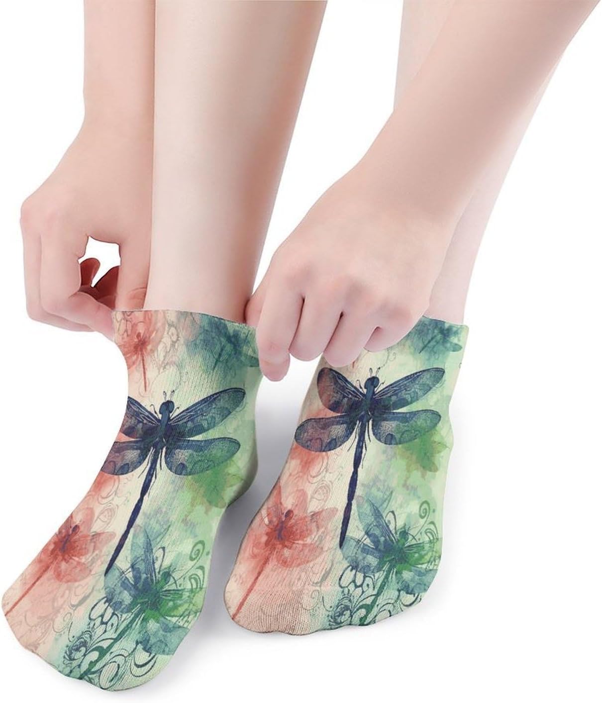 Modern Dragonfly Ankle Socks for Men Women 5 Pairs | Comfortable Casual Low Cut Socks, Lightweight No Show Breathable Athletic Socks, Soft Mini Crew Socks for All Seasons
