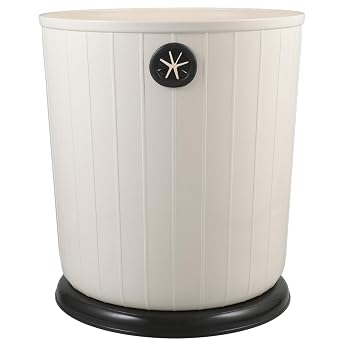 Vintage Retro Trash Can 12l Cream Plastic Wastebasket Open-top Rubbish Storage Bin for Kitchen Living Room Bathroom Office Bedroom