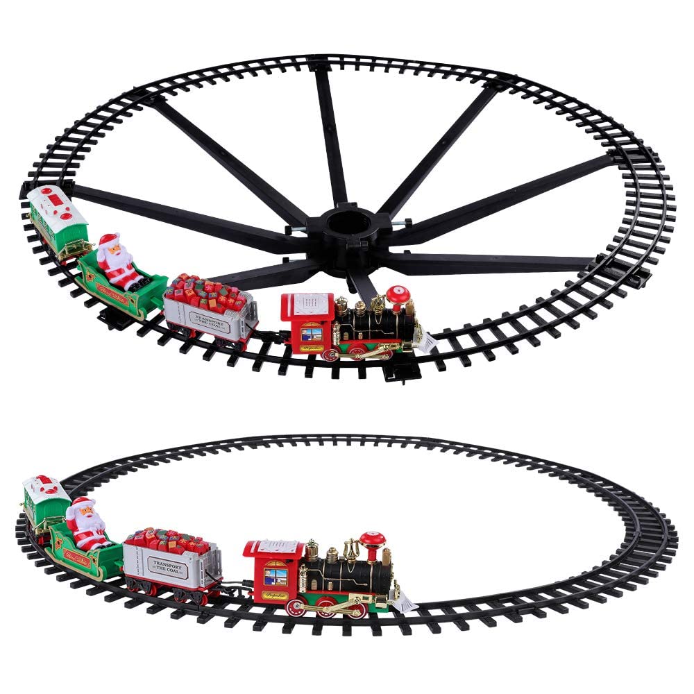Temi Christmas Train Toys Set Around Tree Electric Railway Train Set W Locomotive Engine Cars And Tracks Battery Operated Play Set W Lights And Sounds Christmas Spirit Gift For Kids Boys Girls