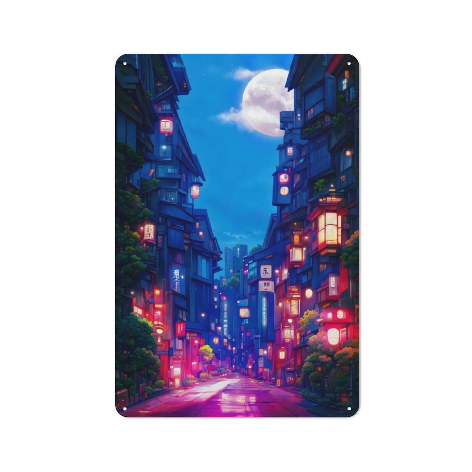 Junmoney Streets Of Neon Metal Plaque 30X20cm With For Workshop Wall, Retro Decor, For Garage, Workshop And Man Cave Decoration