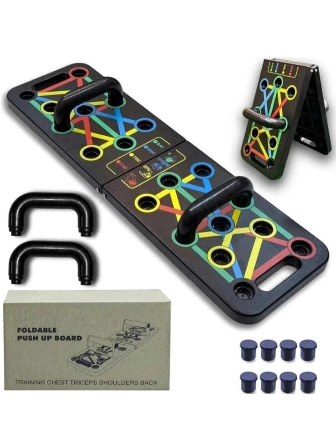 Push Up Board System with Color-Coded Exercise Guide, Portable Fitness Training Equipment, Home Workout Board with Handles (multi board)-image-9