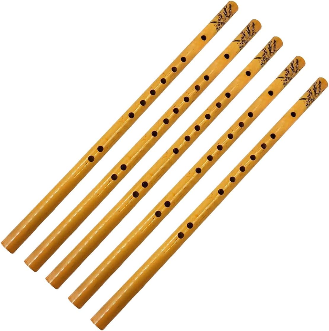 Vertical Bamboo Long Flute Xiao Traditional Chinese Woodwind Musical Instrument 9 Holes 44cm/17.32inch (5pcs)