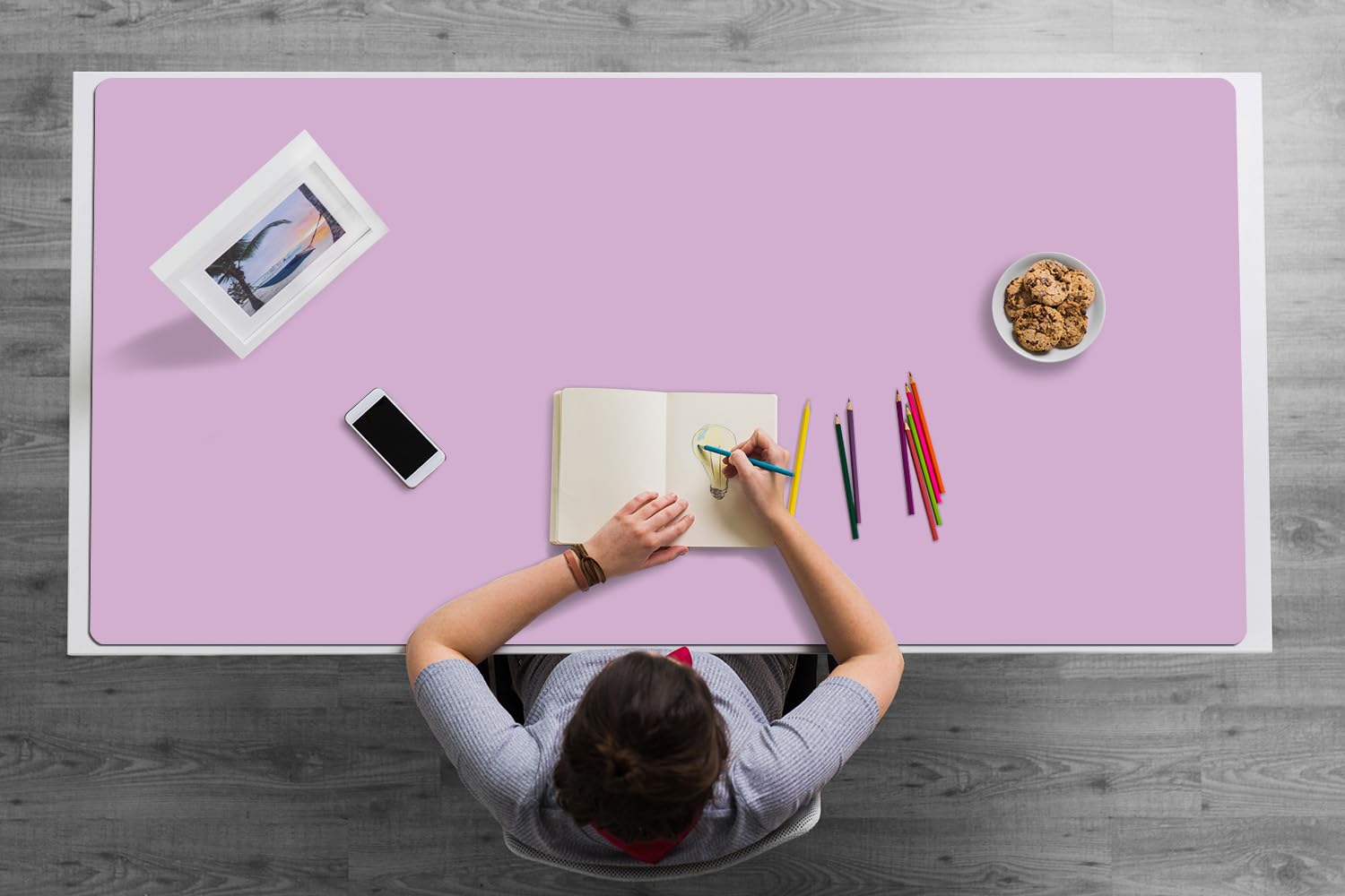 Sottomano da Scrivania 120x60 cm in Vinile PVC Protezione e Decorazione Facile da Pulire Superficie Protettiva per Ufficio e Casa Antiscivolo Impermeabile - Lilla