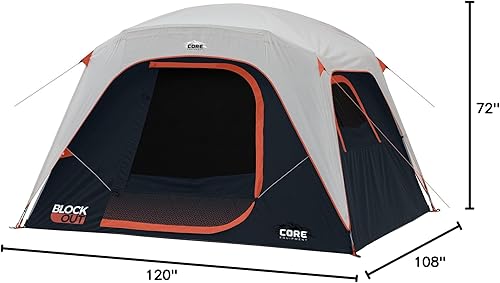 Miniatura 7 de CORE Blackout 6 Person & 9 Person Dome Tent  Best Car Camping Outdoor Family Camp Tent  Included Storage Pockets for Camping Accessories  Portable