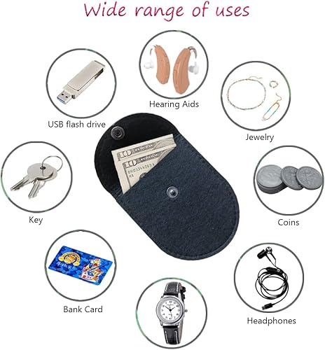 Miniatura 5 de 10 bolsas para audífonos, bolsa de transporte para audífonos, para llevar joyas y cambiar durante el viaje (negro)