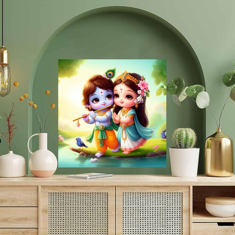 Image of British Terminal Cute little Bal Gopal Baby God Krishna| Kanha Ji | Laddu Lord Makhan Chor Painting Religious Poster for Pregnant Women for wall (matt thin vinyl,sticker,multicolor,unframed)| bj113