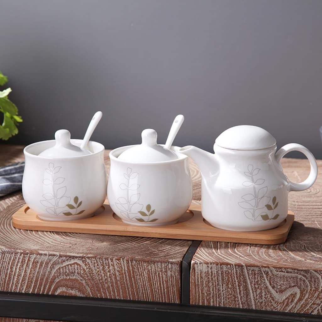 Spice Jars，Ceramic Spice Salt Container with Lid， Chili Oil Sauce Vinegar Bottle Reserve Bottle Hand-Painted Ceramic Seasoning Bottle Creative Oil Pot Vinegar Pot Condiment Jar