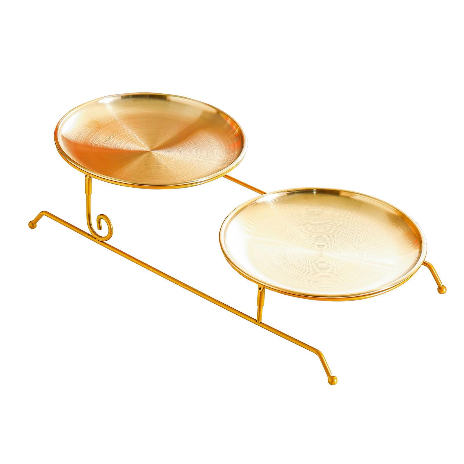 2 Tier Serving Trays Fruit Snack Plate Stand, Acacia Wood & Acrylic Dessert Table Display for Party Wedding Desktop Entertaining- 17cm
