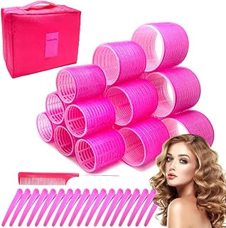 Hair Rollers for Long Medium Hair, 38 Pcs Self Grip Hair Rollers Set, Heatless Hair Curlers Rollers for Women Girls Salon Styling, Include Rat Tail Comb and Hair Clips