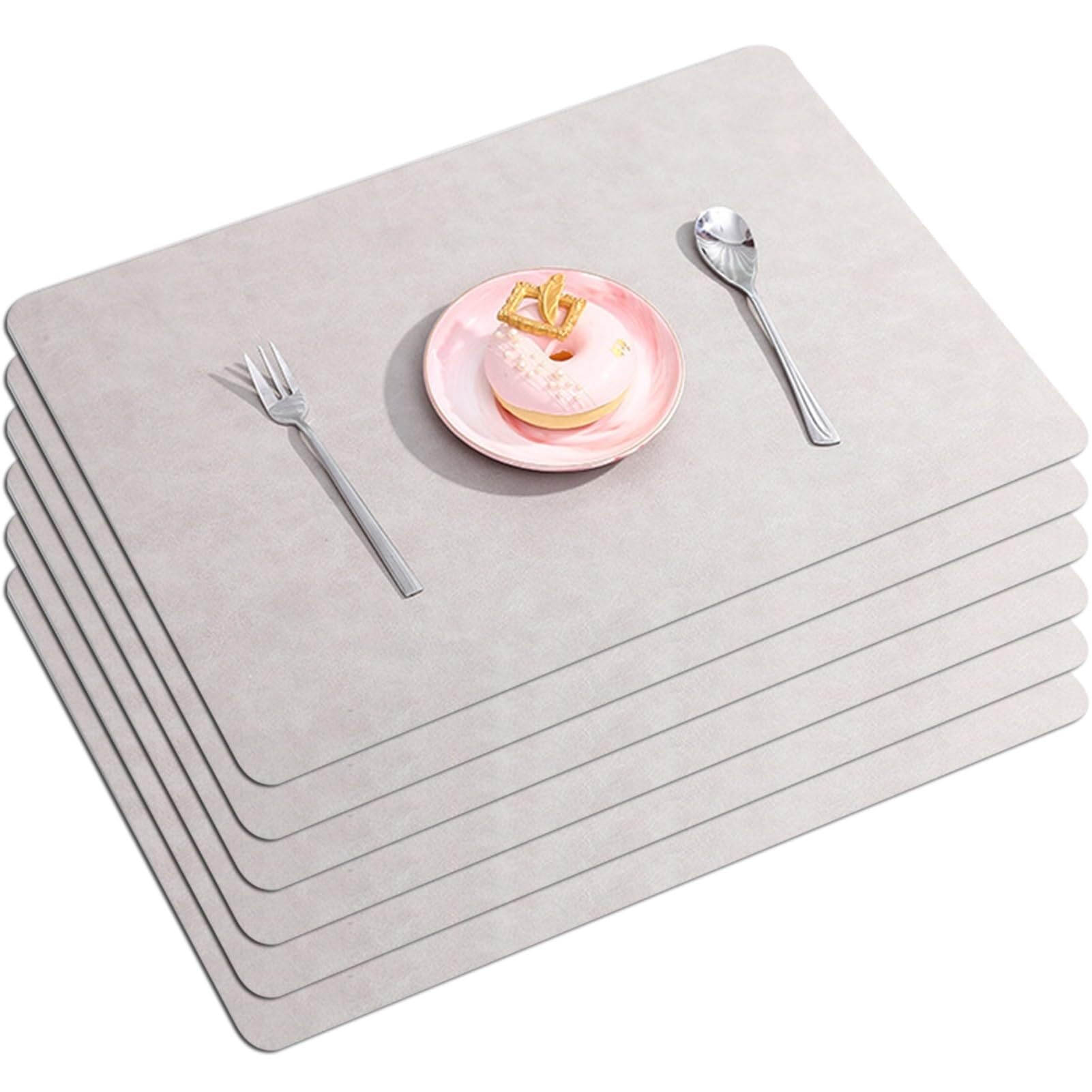 Podkładki ze sztucznej skóry, zestaw 4/6/8 sztuk, wielokolorowe, 17x11,8 cala(Grey,Set of 6)