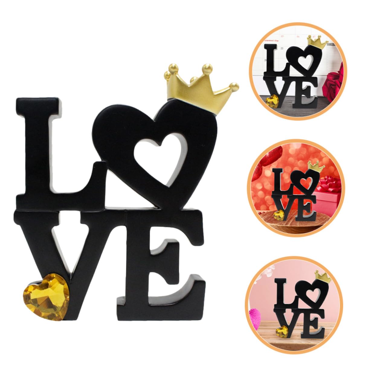 VICASKY Cartello da Tavolo Scritta Love in Legno Nero Decorazione da Tavolo Romantica per Matrimoni e San Decorazioni da Cucina Artigianali per Arredamento Casa