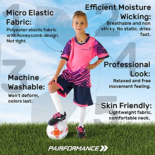 Pairformance Soccer Jerseys For Kids, Soccer Shorts Boys Girls, Soccer Uniforms For Kids Sizes 7-13(Sopink-M) #TOP4