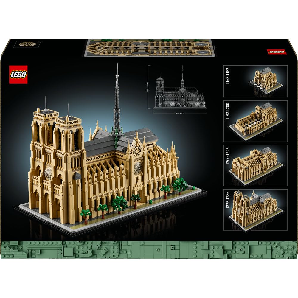 LEGO Architecture Notre-Dame w Paryżu 21061 | Model architektoniczny, dekoracja do domu, prezent dla podróżnika, duży zestaw klocków konstrukcyjnych, 4383 elementy