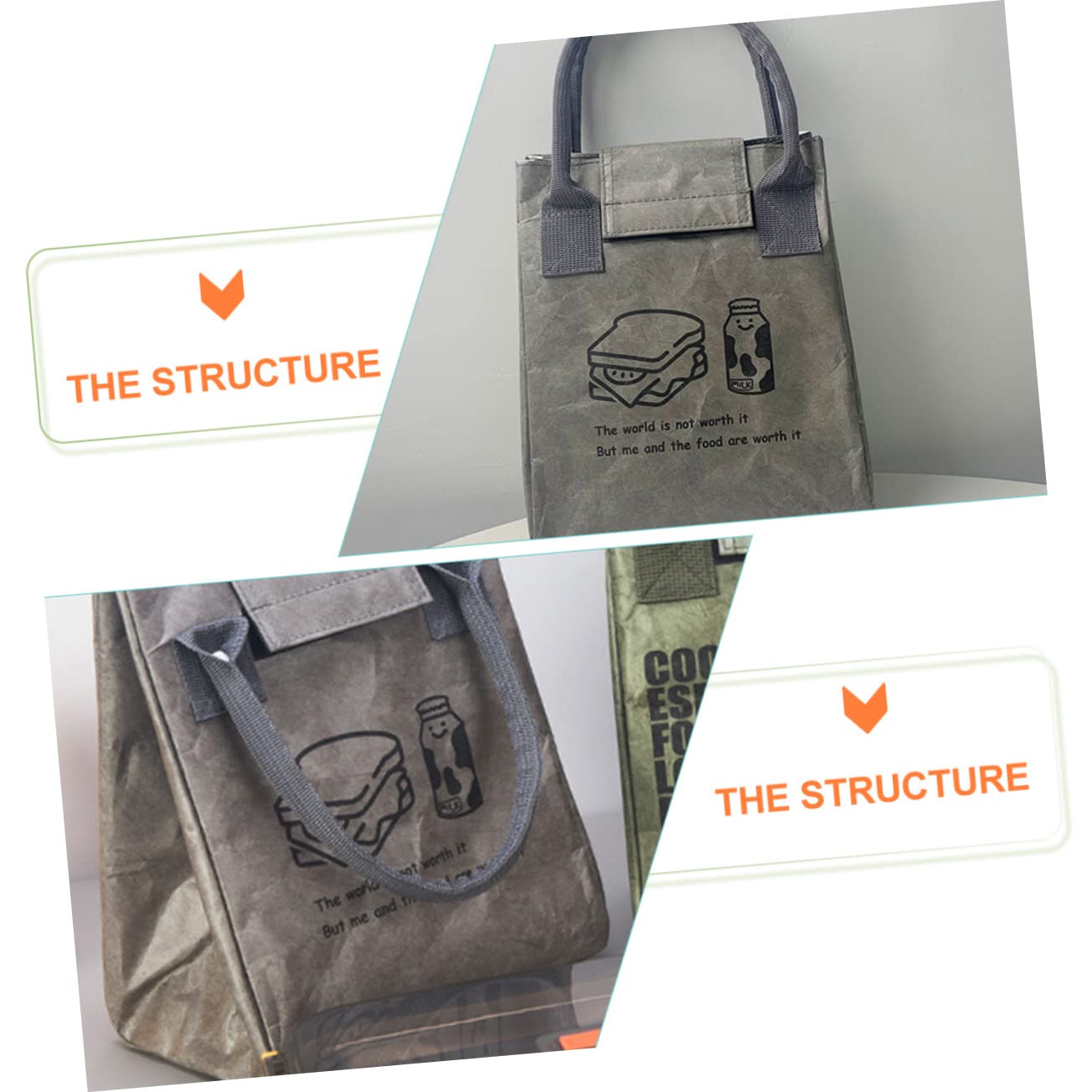 MAGICLULU 3piezas Bolsa De Almuerzo De Kraft Aislante Portátil y Resistente Para Picnic y Comidas Térmicas Para Adultos