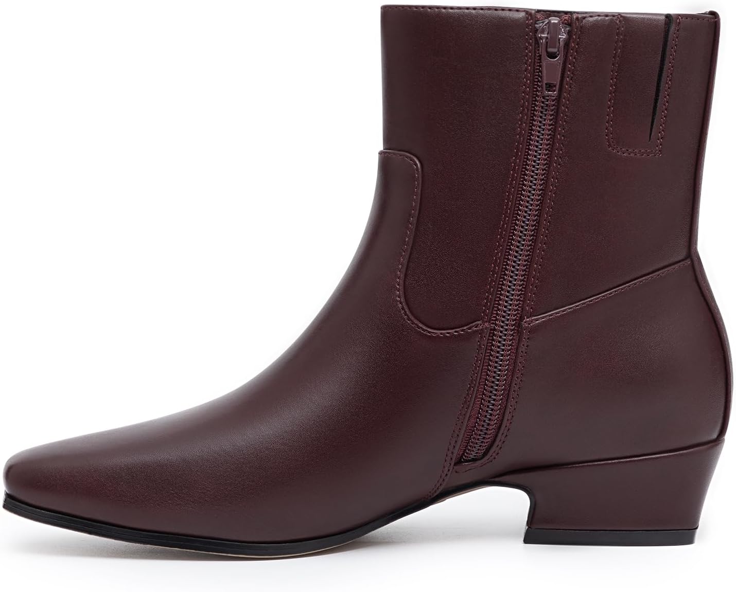 Athlefit Women's Chunky Low Heel Ankle Boots Fashion Square Toe Side Zipper Short Booties - Image 2