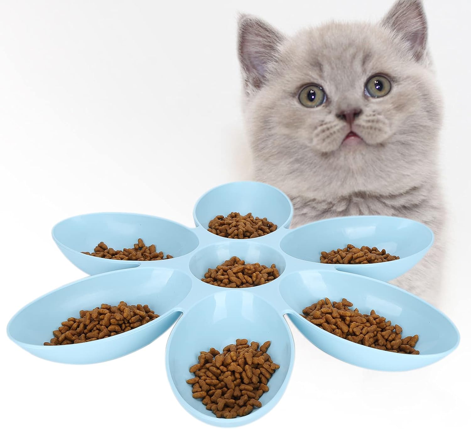 Cat Food Bowl Flower Petals Shaped Cat Water Bowls Dishes Multi-Cat Feeder Cat Feeding Bowl for Dog Puppy Cat Kittens[Green] Basic Bowls