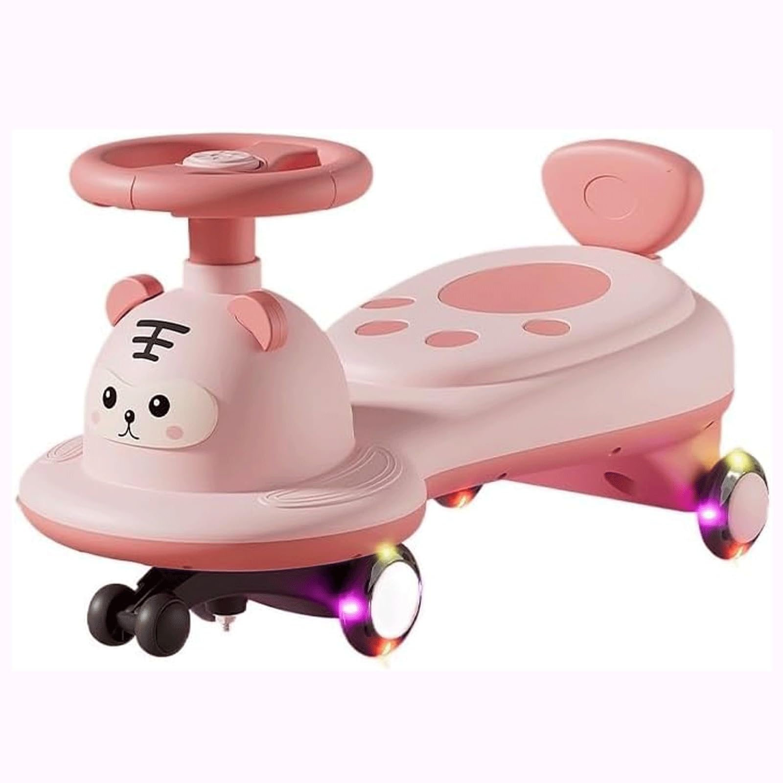 Wiggle Car Huśtawka Samochód Cicha Wiggle Hulajnoga Flash Wheel Rowerek biegowy Jeździć na pchaczu Dziecięcy samochód Wiggle z liną do mocowania(Roze)