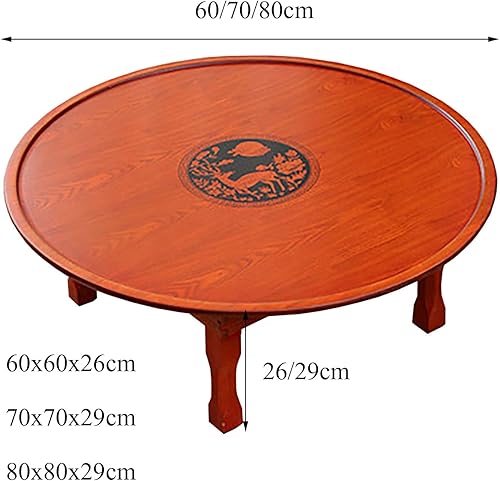 Miniatura 3 de Mesa redonda plegable, mesa de comedor coreana, mesa de café, mesa de estudio, mesa de madera baja, para tatami, ventana de bahía, casa de té