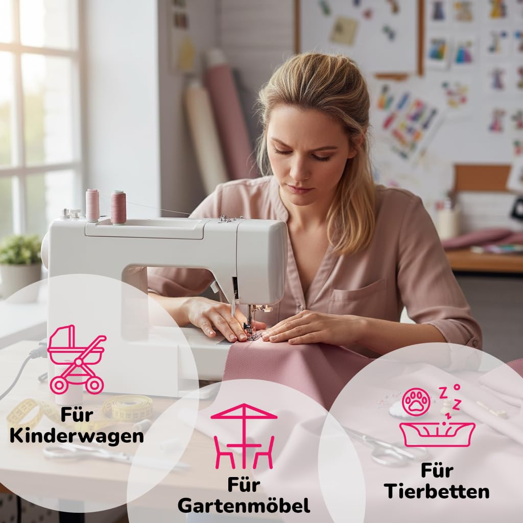 Takoy Wasserabweisender Stoff Meterware zum Nähen, Dekostoff, Magenta, 5 m