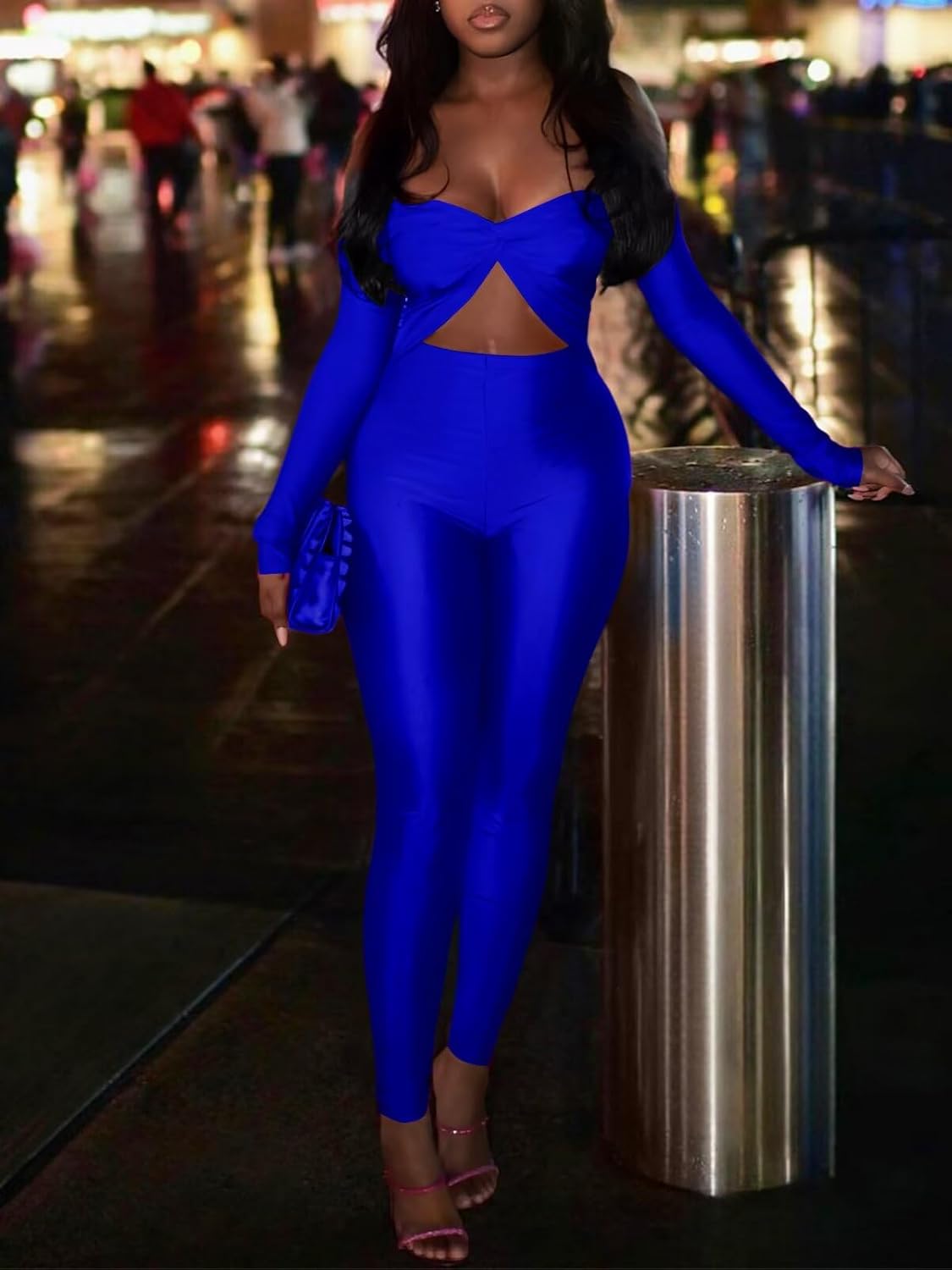 Sexy Jumpsuits for Women Off Shoulder Cut Out One Piece Bodycon Romper Club Night Outfits - Image 3