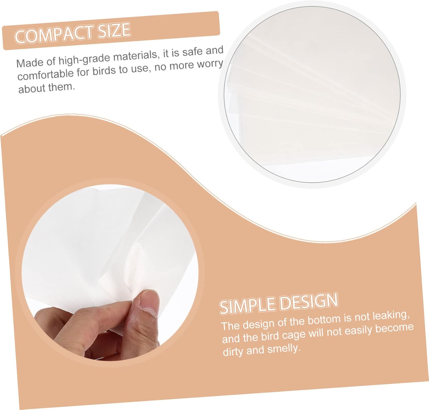 100pcs Absorbent Bird Cage Liners Disposable Parrot Cage Paper Mats Supply Easy to Use for Dust Safe