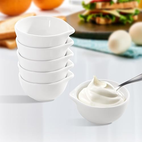 Miniatura 6 de Mini cuencos de cerámica de 3.4 onzas, 6 platos de salsa de soja, mini cuencos redondos de inmersión, cuencos de salsa para guarnición, barbacoa,