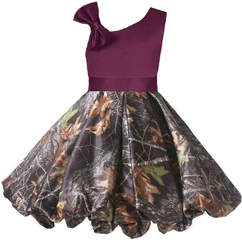 DINGZANCAMO Puffy Bubble Camo Skirt Flower Girl Dress for Mini Bridesmaid Formal Prom Ball Gown