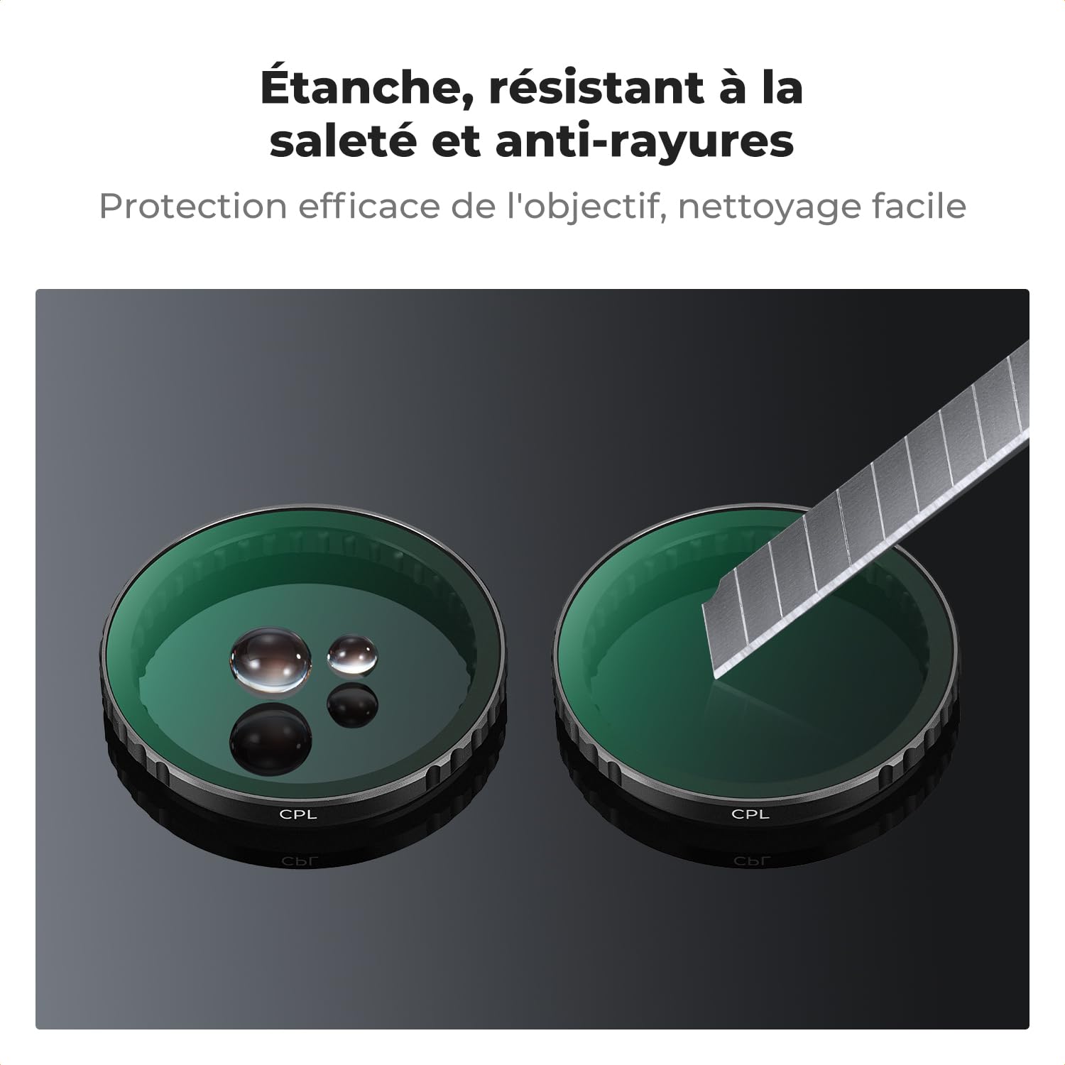 K&F CONCEPT Filtres CPL Polarisant Snap-on Compatible avec DJI 0smo Action 3/4/5 Pro HD Nano-revêtements Étanche Anti des Rayures Léger