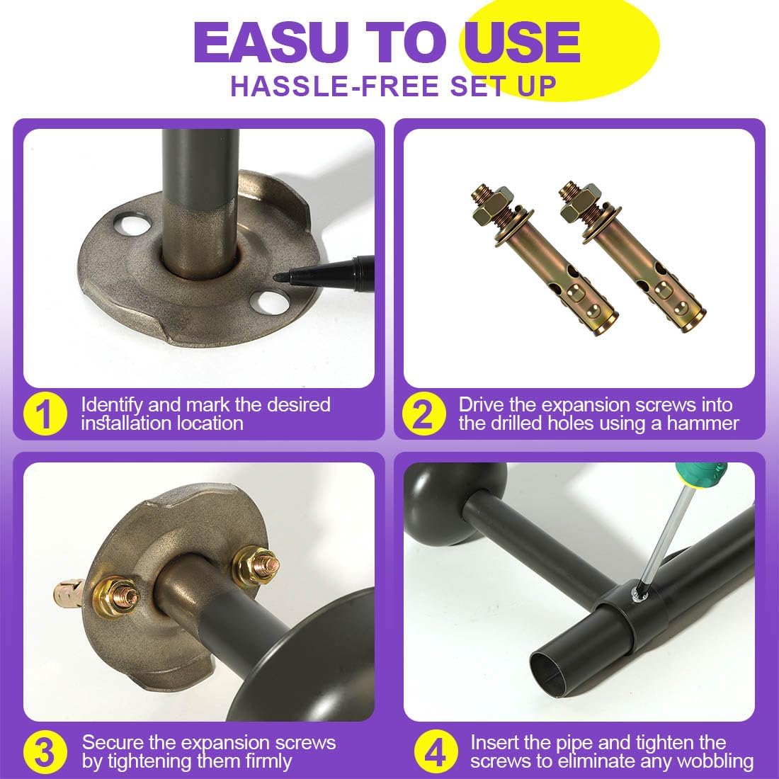 2 Pack Closet Rail Hanging for Wall Mount, Any-Angle Ceiling Mount Rod, Sloped Hanging Rail Rack, Under Stairs Organizer, Sloped Ceiling Closet Solutions for Bedroom Attic Under Stairs Areas (Black)