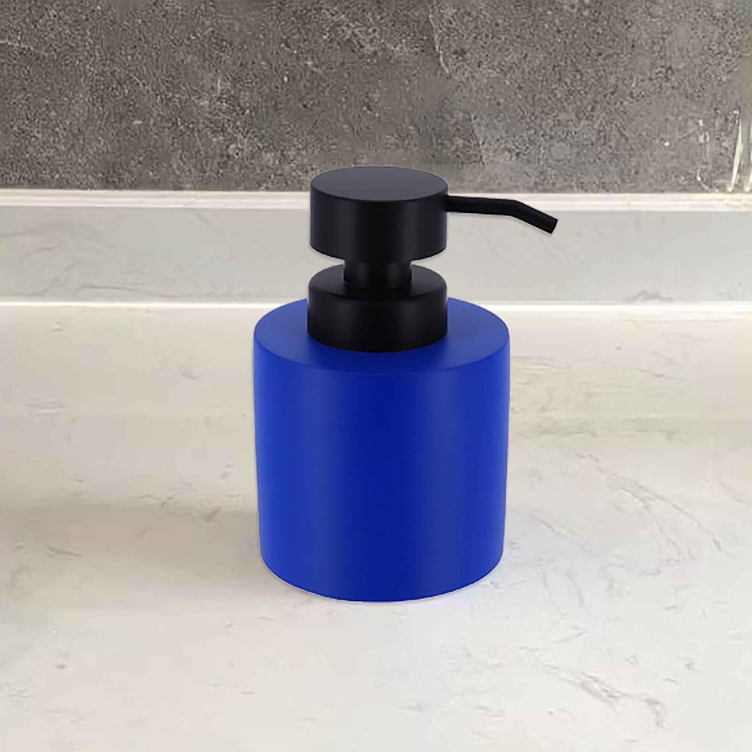 Concrete Cement Hand Soap Dispenser with Black Pump, 10 Oz Refillable Design, Blue