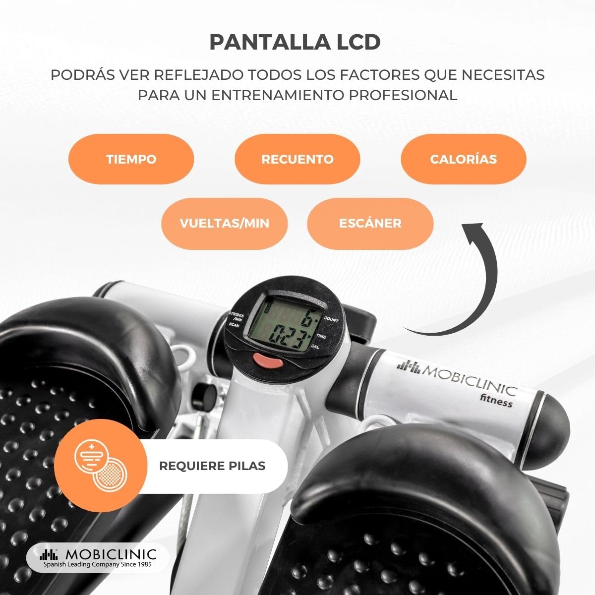 Mobiclinic® Fitness, Stepper, 2 en 1, Step Plus, Cuerdas de Resistencia, Multifunción, Brazos y piernas, Pantalla LCD, Carga 100 kg, Compacto, Gym casa, Altura Ajustable