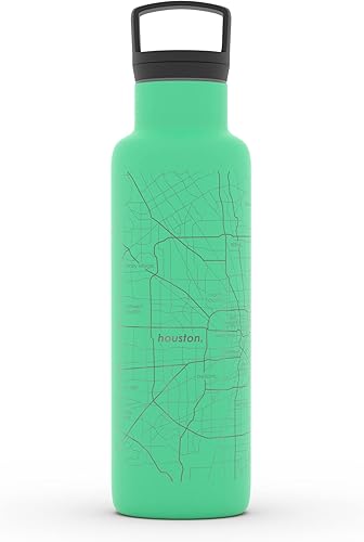Miniatura 41 de Well Told Botella de agua aislada con mapa de Washington DC grabado, botella de acero inoxidable grabada (21 onzas, blanco) botella aislada de mapa